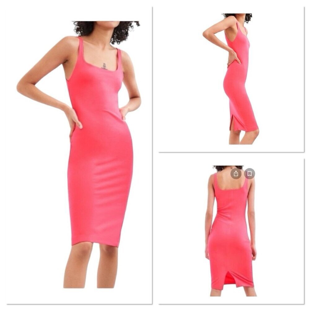 Zara Fitted Midi Dress Size XS‎ Pink Sleeveless Bodycon Fitted Casual Tank Dress